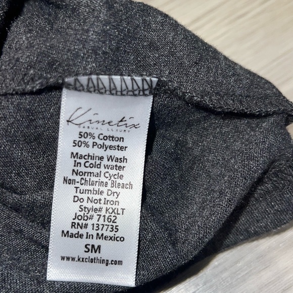 New Kinetix Gray Casual Luxury Shirt Crew Neck Long Sleeve Tee Mens Size Small - Picture 5 of 5